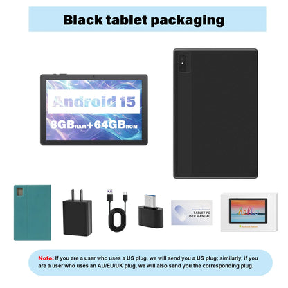 ANRY 2025 Android 15 IPS Display 10.1 Inch 8GB(4+4 Expand) RAM+64GB ROM Tablet 5000Mah Dual Camera 5GWifi A523 Octa-core Tablets.