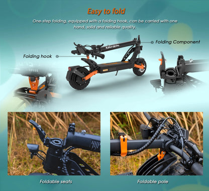 KuKirin G2 Pro VMP Electric Scooter 500W 48V 15.6Ah 9 Inch Off-road Tire Foldable Electric Scooter 25KM/H Speed 65KM Range.