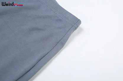 Weird Puss Irregular Knot Women 2 Piece Sets Stretch Casual Short Sleeve Tank Tops+Flare Pants Matching Outfits Slim Streetwear.