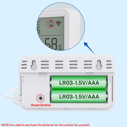 Tuya Wi-Fi Temperature and Humidity Sensor With External Probe Smart Digital LCD Screen Work with Smart Life Google Assistant.
