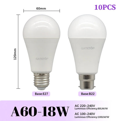 1/10PCS Energiesparlampe E27 B22 Lampen A60 A80 AC220V 230V 110V LED-Licht 20W 18W 24W für Home Derection Wohnzimmerbeleuchtung