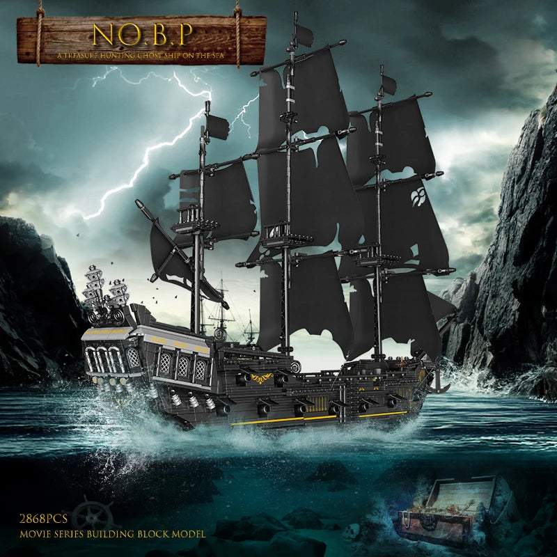 Mould King 13111 13199 Movie Toys The MOC Black Pearl Pirate Ship Model Assembly 16006 Building Block Brick Kids Christmas Gifts.