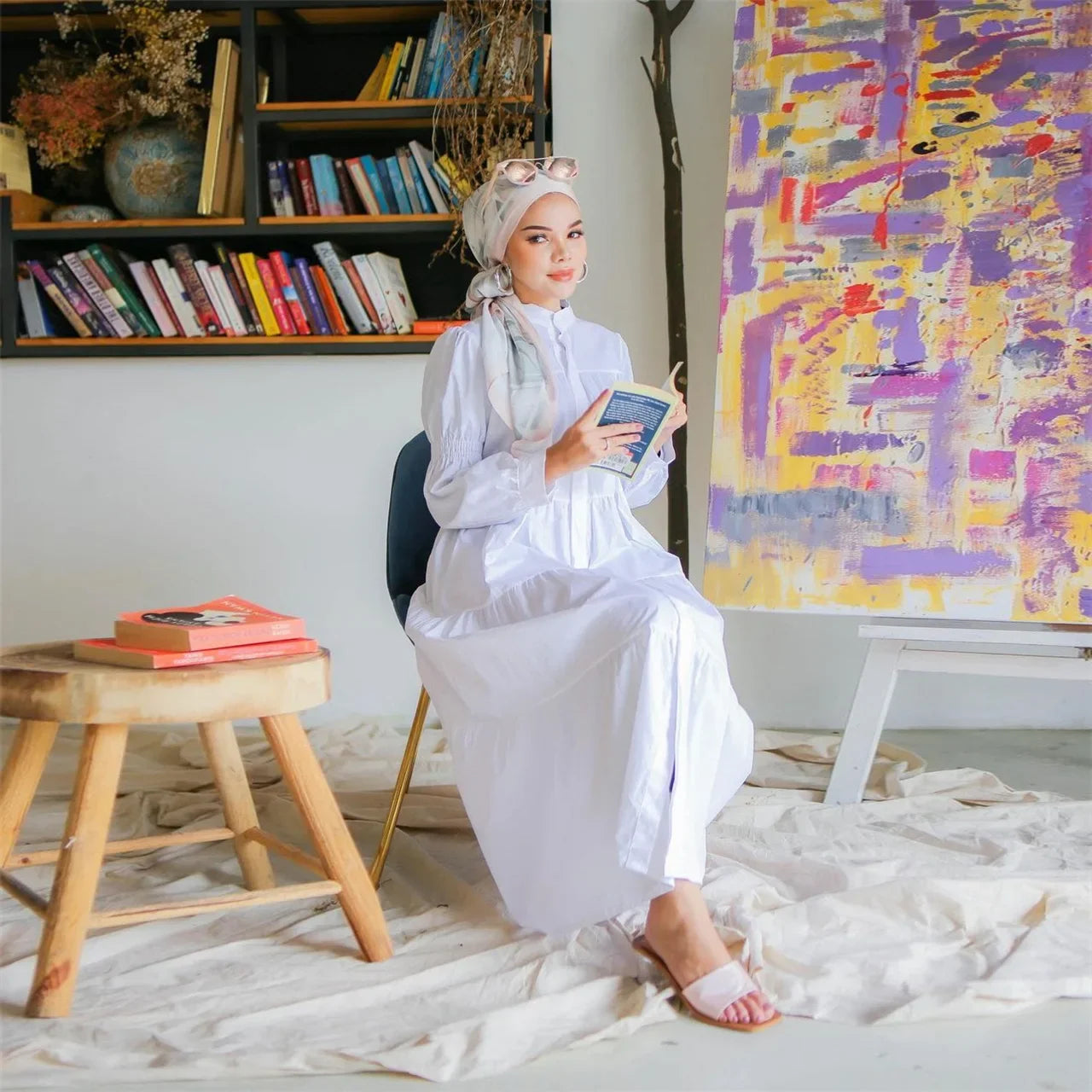 Women Muslim Long Dress Fashion Abaya Long Sleeve Solid Robe Elegant Ruffles Maxi Sundress Islamic Clothing Hijab Vestido.