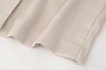 Women's Double-Breasted Loose Blazer Coat and High Elastic Waist Wide Leg Pants, Female Two Piece Sets, Fashion.