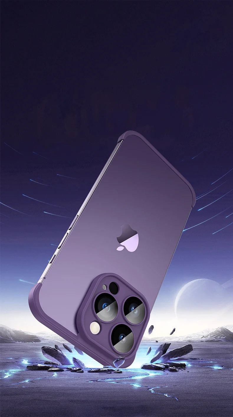 Frameless Silicone Bumper with Lens Protector Case for IPhone 17 Air 14 13 12 15 16 Pro Max Plus 15Pro 16Pro IPones Corner Cover.