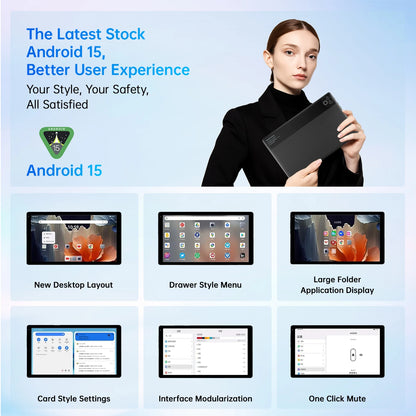 URAO Android 15 Tablet 10.1 Inch 20(3+17)GB RAM 64GB ROM 5-core Dual Camera Tablets PC Set Keyboard/Case/Mouse/Stylus/Headphone.