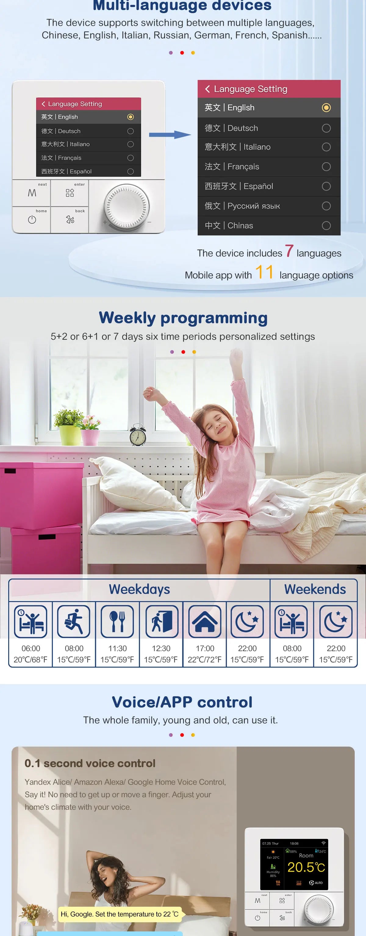 Tuya WIFI Thermostat Electric/Water/Gas Boiler Floor Heating Control Temperature Remote Controller Smart Life Google Home Alexa.