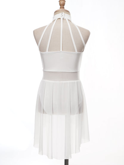 Mädchen Ballett Gymnastik Trikot lyrischen Tanz kleid ärmellose florale Spitze Tutu Tanz kleidung für Eiskunstlauf Bühnen performance