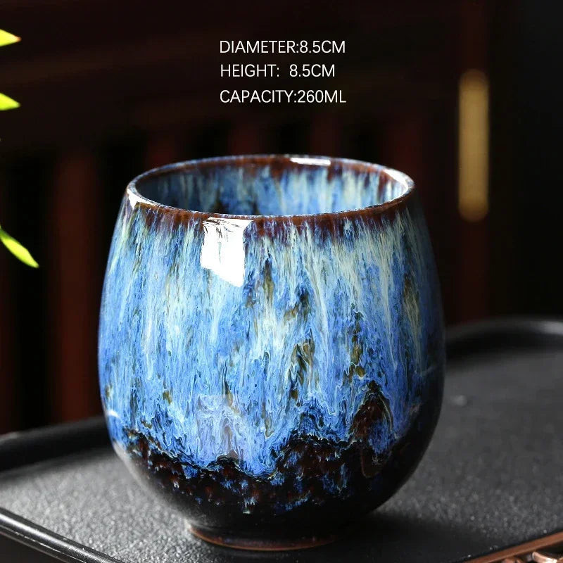 1pcs 250ml Chinese Style Kiln Changed Ceramic Coffee Cup Espresso Cups Pottery Cute Tea Cups Household Kung Fu Teacup Wholesale.
