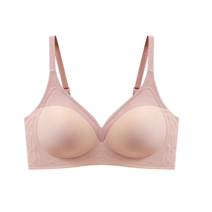 Stripe Color Contrast Soft Support Seamless Women Underwear Semifixed Cup Pad No Steel Ring Adjustable straps Gathered Woman Bra