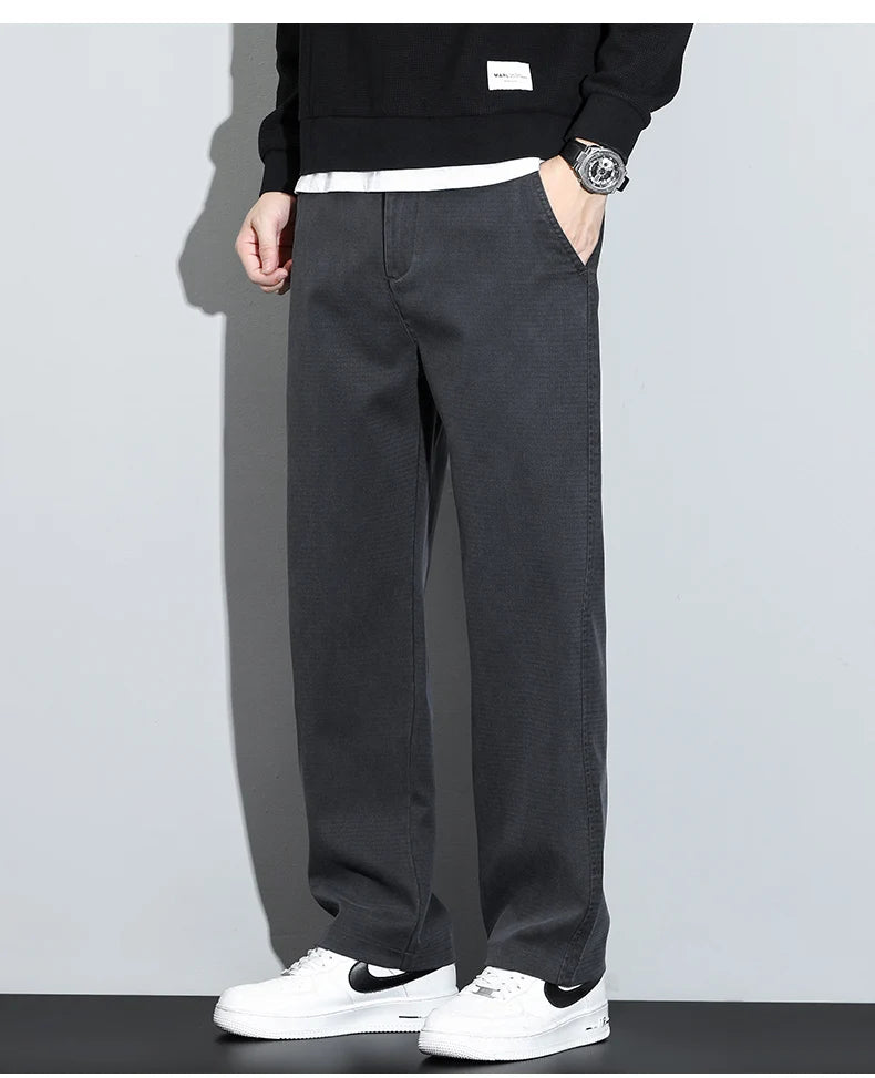 Mens Lyocell Straight Loose Elastic Waist Jeans 2025 Autumn Winter Fashion Brand Comfortable Versatile Pants Plus Size 5XL