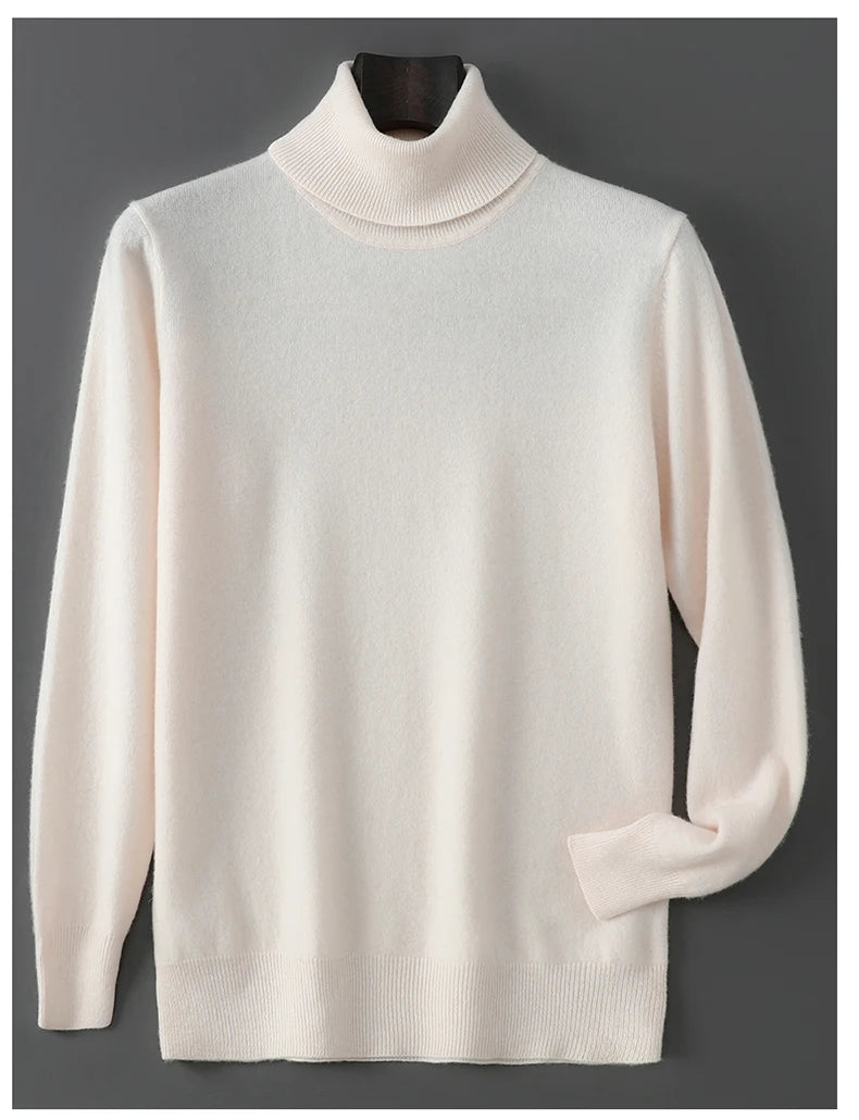 2025 Autumn/Winter High Collar Men's 100% Pure Wool Stylish Youth Loose Knitted Outerwear Flip Collar Casual Base Men's Sweaters.