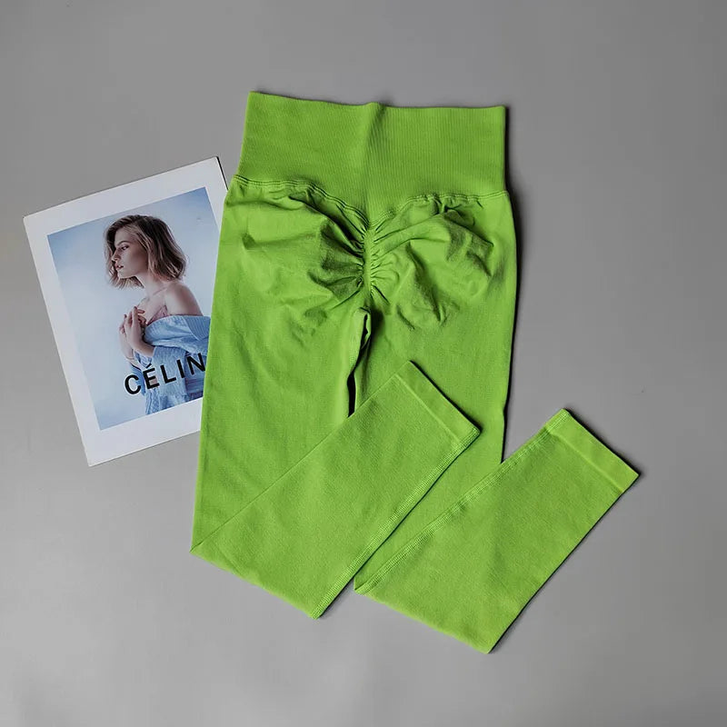 High Waist Belly-tightening Peach Buttocks Fitness Pants Unrestrained Cycling Pilates Skin-friendly High-elastic Yoga Leggings.