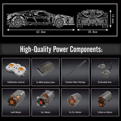 Mould King 13163 Technical Car Building Block The Remote Control La Voiture Noire Sport Car Model Toys Kids Christmas Gifts.