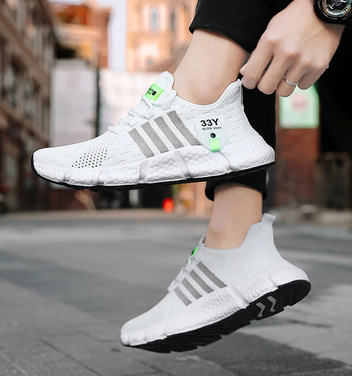 Atmungsaktives Mesh Männer Schuhe Trendy Leichte Fuß Wohnungen Plus Größe Männliche Tennis Turnschuhe Laufen Outdoor Fitness Schuhe 2024.