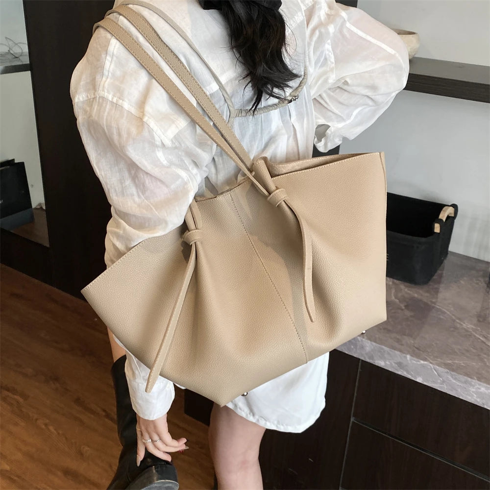 Branded Designer Shoulder Tote Bags For Women Soft PU Leather 2-IN-1 Big Capacity Shopper Tote Set 2025 Luxury Designer Handbags.