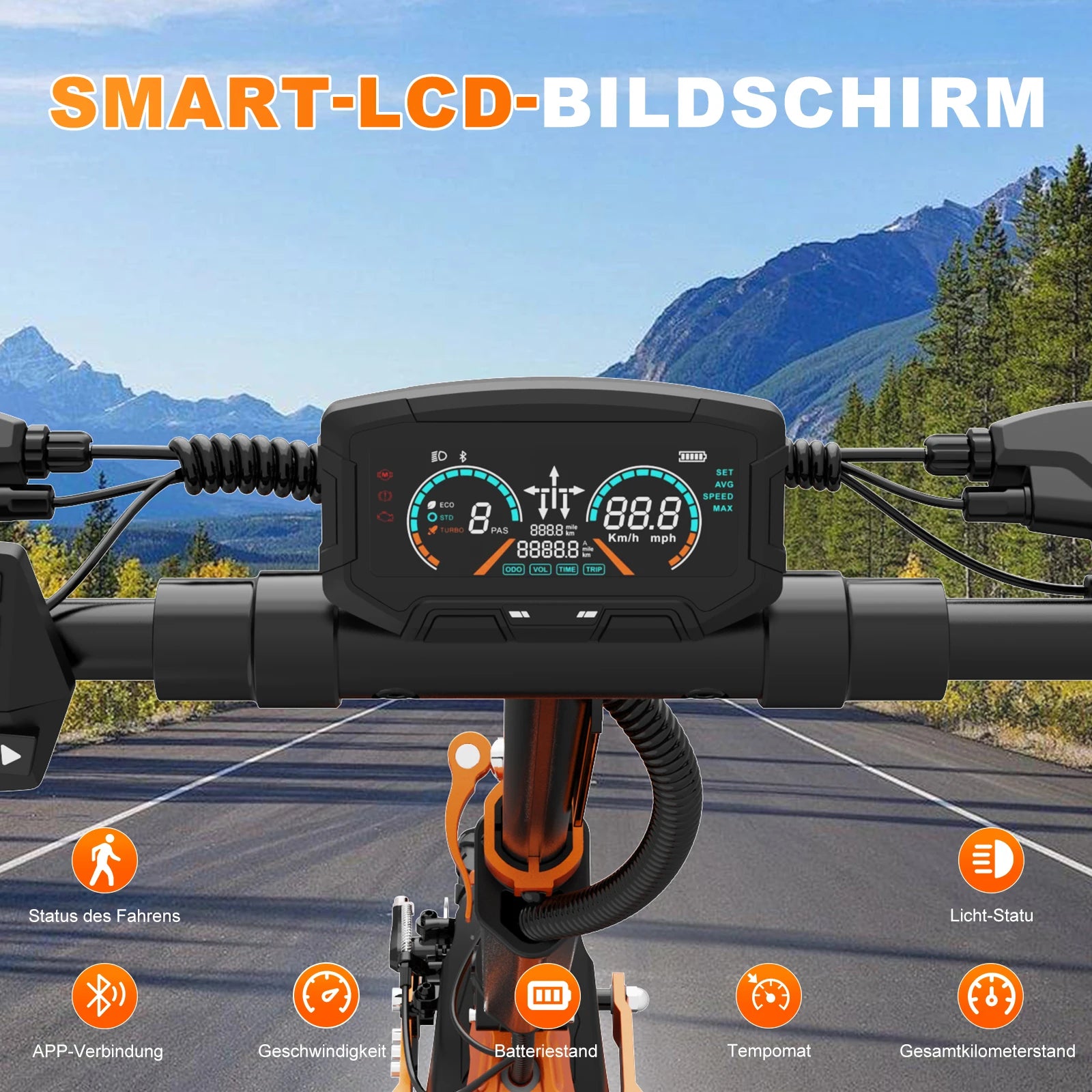 RCB Electric Scooter Adult, D7 ABE,100km Range, 20km/h, 148kg Load - 10" Vacuum Tire, Dual Disc Brake, Waterproof  3-Speed Modes.