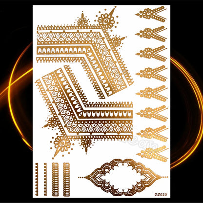 1PC Summer Style Men Women Body Art Gold Metallic Tattoo Sticker HYS-101 Chain Bracelet Fake Jewelry Waterproof Temporary Tattoo