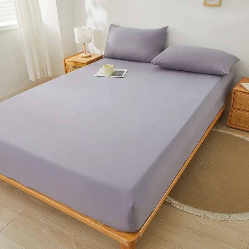 Brushed Mattress Cover Double/Queen Size Solid Color Fitted Sheet For Double Bed Anti-Mite 침대커버 200X220cm 매트리스커버 (No Pillowcase).