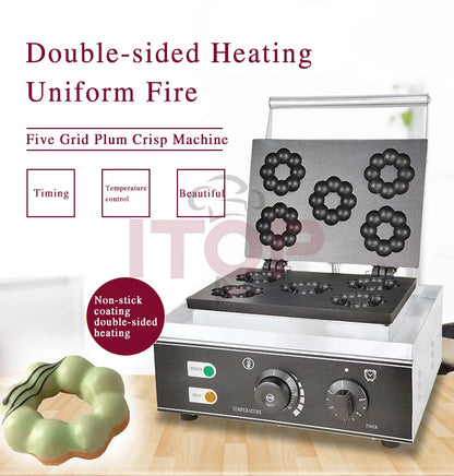 ITOP Commercial Electric Waffle Machine Sandwich Plum Crisp Donut Maker Food Shaper French Waffle Maker Non-stick Coating.