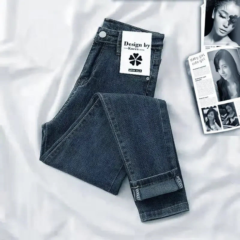 High-waisted Slimming Women's Jeans Fashionable Skinny Denim Pants Spring New Style.