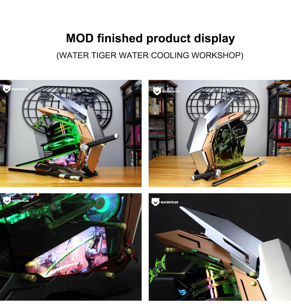 JONSBO MOD-3 Special-shaped Case All Aluminum Tempered Glass E-sports Mecha Theme Chassis E-ATX Motherboard 360 Water-cooled.