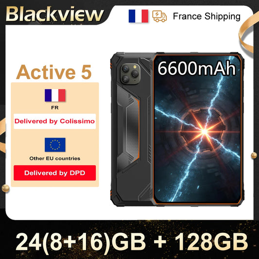 Blackview Active 5 [No EU Charger] 24(8+16)GB+128GB 8.68'' IPS Rugged Tablet 6600mAh Tablet Android 15 90Hz Doke AI 16MP+13MP NFC Fingerprint.
