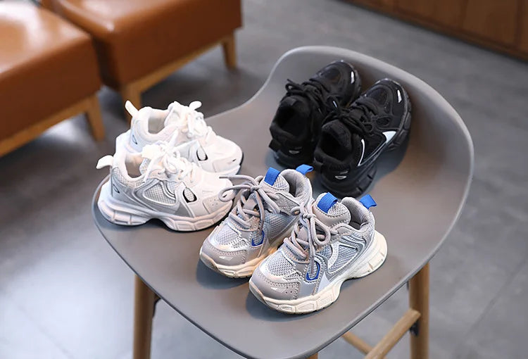 Spring and Autumn Children Sports Shoes Unisex Kids Sneakers Mesh Upper Breathable Basketball Shoes Tennis Casual Flats Footwear.