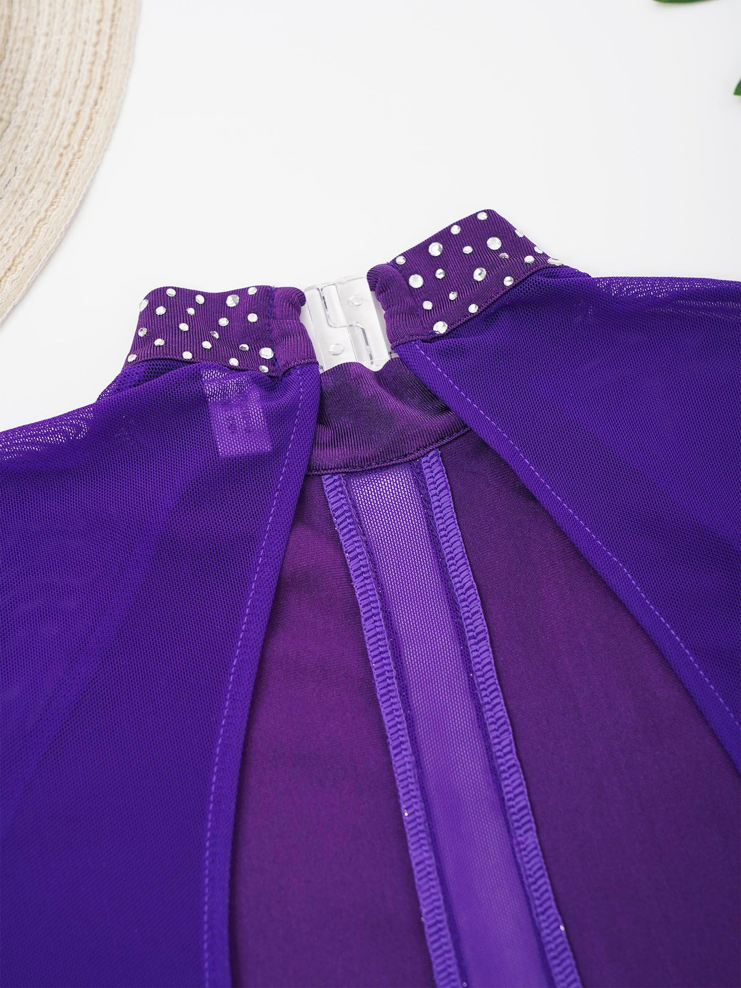 Kinder Mädchen Eiskunstlauf Kostüm Ballett lyrische Tanz gymnastik Trikot Kleid Langarm glänzend Mesh Performance Dance wear