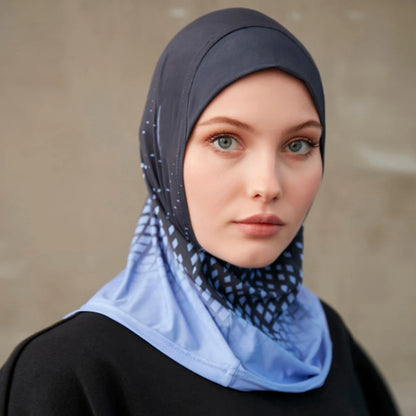 Sporty Muslim Inner Hijab Women Geometric Printing Pattern Instant Turban For Ladies Head Wrap Headband Header Model.