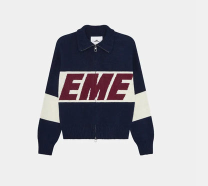 Autumn and Winter Warm Cardigan Sweater Men 2025 Trendy Casual Streetwear American Retro Letter Embroidery Zipper Pullover Women.