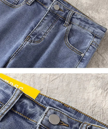 High Waist Nine-Tenths Women's Skinny Jeans Elastic Slimming Fashionable Spring Autumn New Style Small Foot Tight Pants.