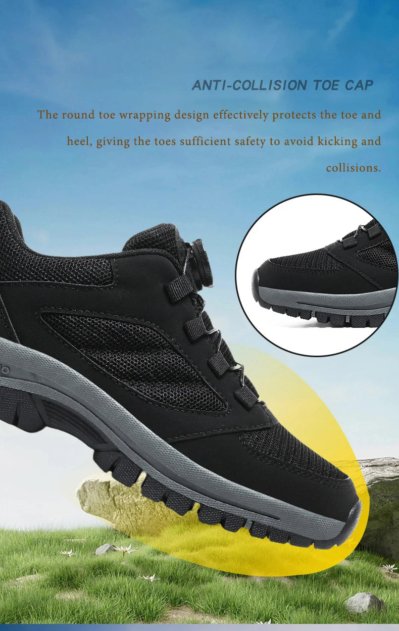 Männer Turnschuhe Stilvolle Rotierenden Schnalle Wanderschuhe Einfarbig Komfortable Nicht-slip Sportliche Schuhe Plus Größe Männer Schuhe Leder.