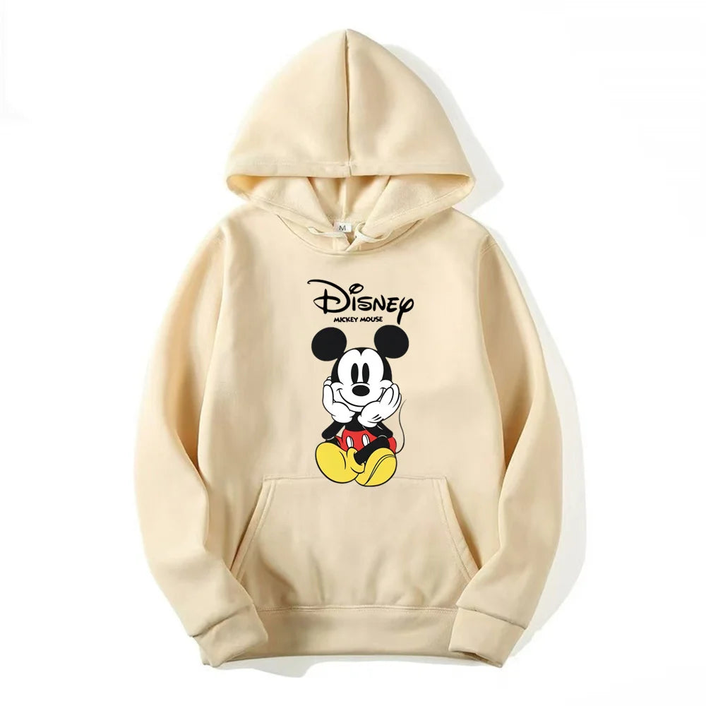 Disney Mickey Mouse Cartoon Cute Loose Hooded Hooded Hoodie Girl's Friend Couple Dress Casual Fashion Versatile Hoodie Top Coat.