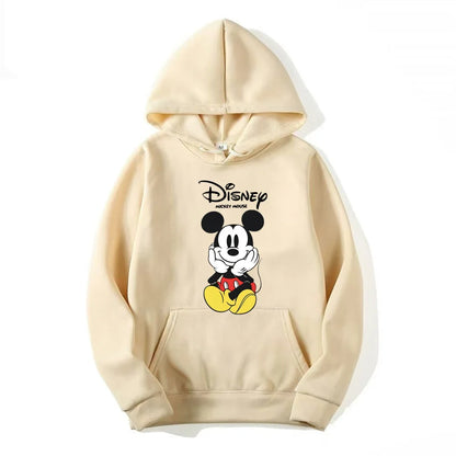 Disney Mickey Mouse Cartoon Cute Loose Hooded Hooded Hoodie Girl's Friend Couple Dress Casual Fashion Versatile Hoodie Top Coat.