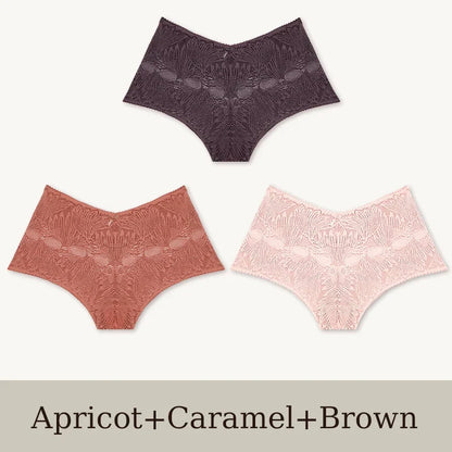 3Pcs Women's Seamless Lace Briefs Women Plus SizePanties Solid Color Breathable Underwear Female Low Waist Soft Lingerie S-XL.