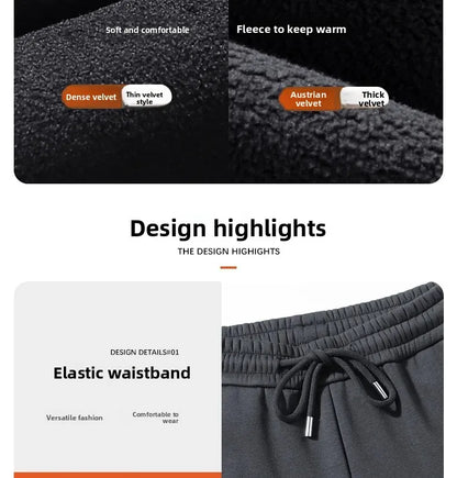 Men's Plus Size Pants Thickened Fleece Lined Thickened Autumn Winter Casual Trousers Loose Warm Outerwear Cold Proof Clothing.