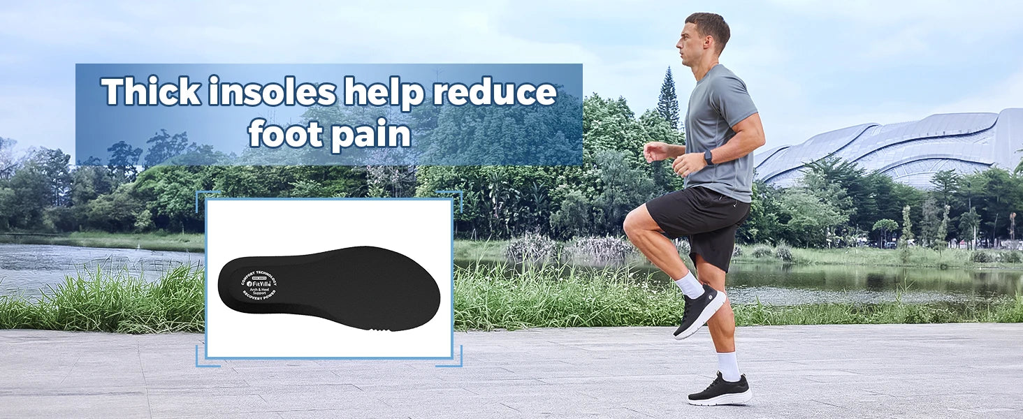 FitVille Herrenschuhe zum Hineinschlüpfen, leichte, breite Breite für Plattfüße, Plantarfasziitis, Fersenschmerzlinderung.