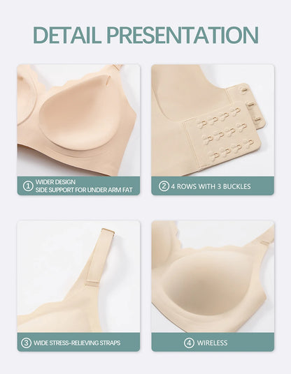 Women's Push Up Soft Bra Removable Padded Non Wired Bra Comfort Seamless Full Coverage Everyday Bra Underwear For Women.