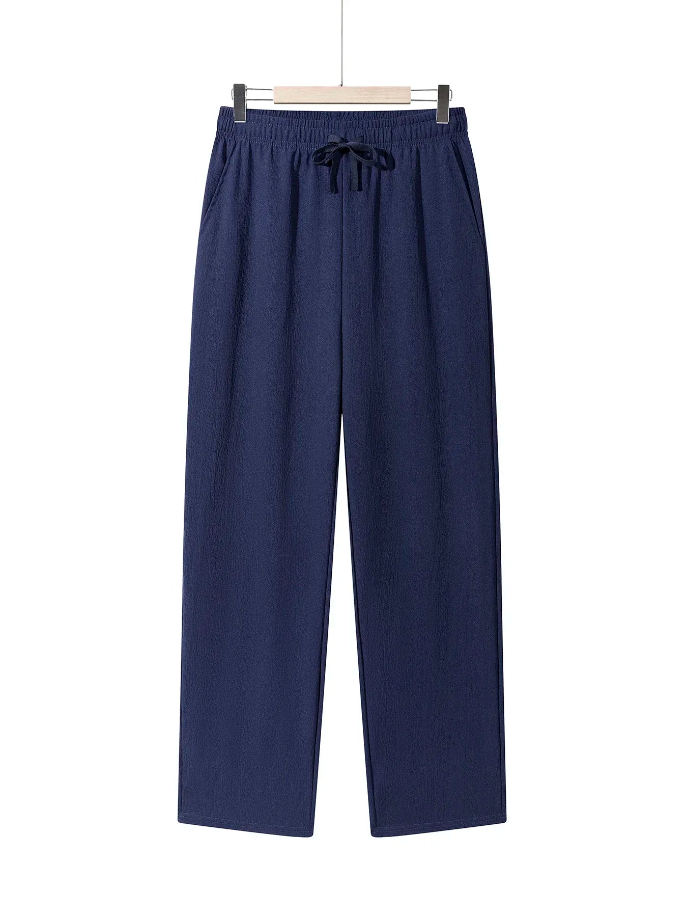 Summer Men's Straight Trousers Casual Solid Color Breathable Drawstring Long Pants Sweatpants Streetwear Men Baggy Pants.