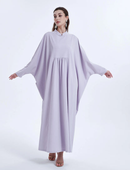Ramadan kebaya Middle Eastern Muslim women's dress solid color pleated bat sleeve loose dress Abaya.