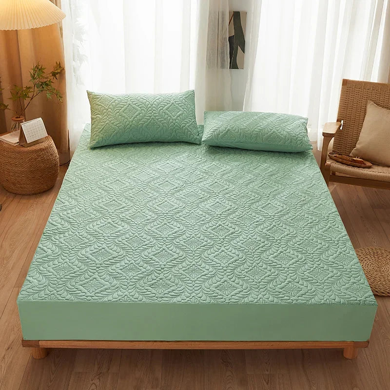Quilted Waterproof Mattress Protector Cover Elastic Fitted Sheet Style Double Bed Protection Pad Twin Queen King 140 160x200cm