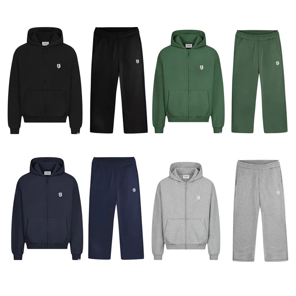 Gothic Retro Graphic Loose Sports Zipper Hoodie Suit Men's and Women's Y2K New Harajuku Hip-Hop Casual Joker Pants Street Wear.