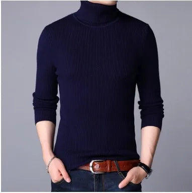 Turtleneck Pullovers Sweaters Men 2020 Autumn Winter Solid Color Long Sleeve Knitting Sweater Thickening Men's Bottoming Shirt.