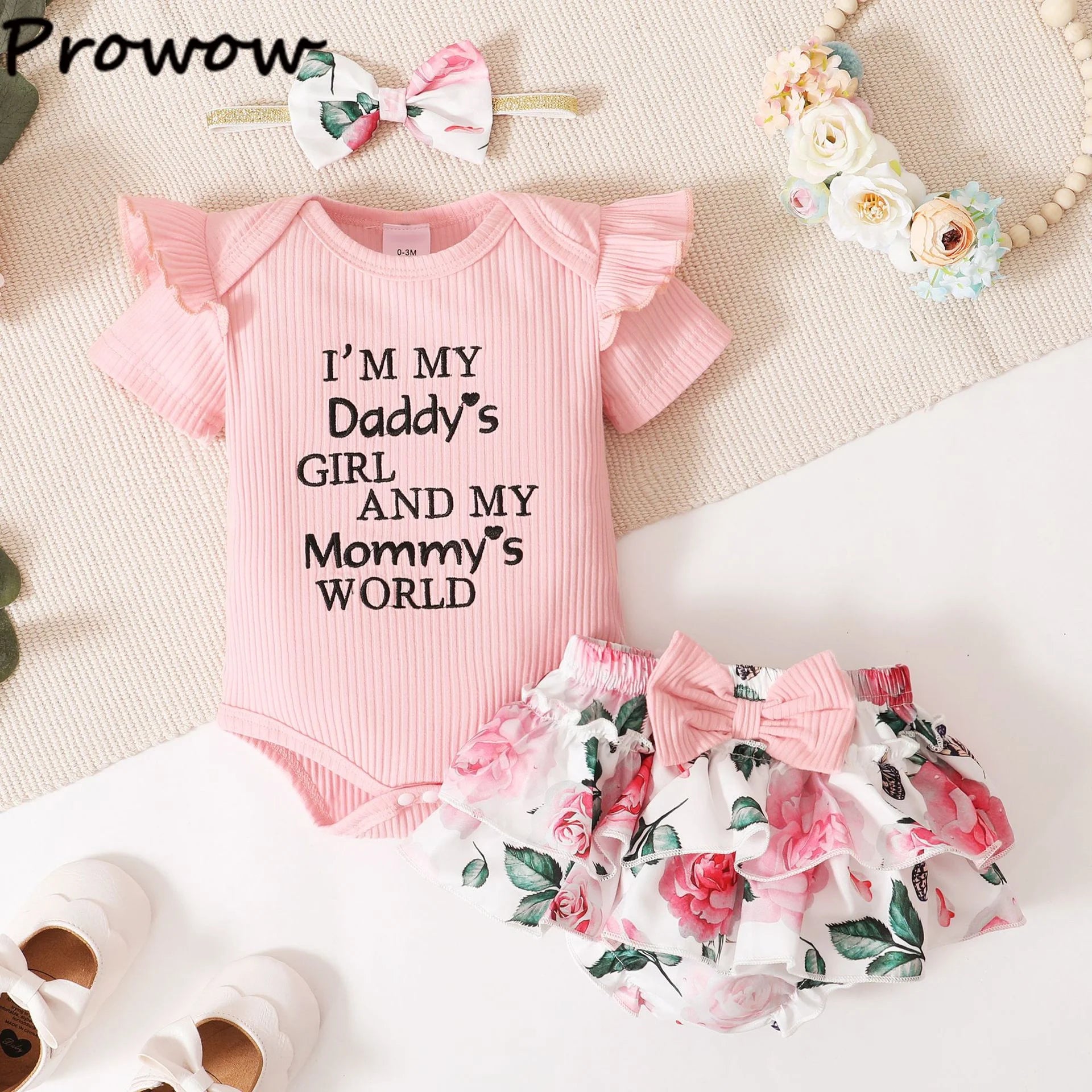 Prowow Günstige Preis Kleidung Baby Mädchen Outfits Set Niedlichen Elefanten Body und Hosenträger Kleid 3 stücke Neugeborene Geburt Set Kleidung.