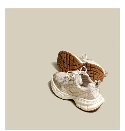 New Designers White Sneakers Women Flats Shoes Lace Up Vulcanize Shoes Female Mesh Wedge Platform Casual Zapatillas Mujer2024.