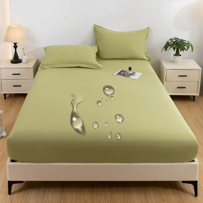 1PC waterproof soft skin frosting solid color bed cap dust cover Mattress cover sheet (pillow case and pillow core not included).