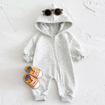 Baby Body suits einteilige Kapuze Reiß verschluss Overall dicke Neugeborene Baby kleidung Baby Boy bequeme warme Mädchen Baby kleidung Stram pler.