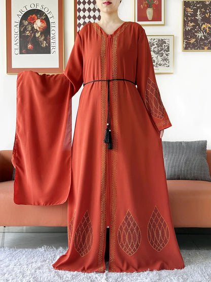 Elegant Women's Party Dress Chiffon Loose Open Zipper Abaya Muslim Islamic Clothing Cardigan Style for Special Occasions