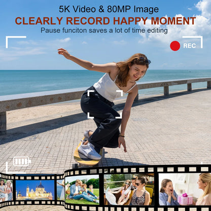 Ourlife Digital Camera CCD Dual Screen Portable Digital Camera 18X Zoom 5K Vintage Vlog Video Recorder 80MP CCD Selfie Camera.